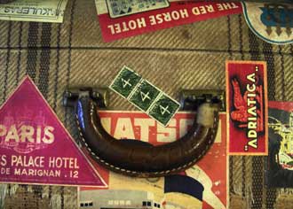 Old bag with lot of stickers