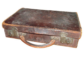 Old battered briefcase