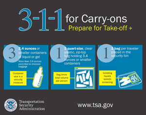 Hand luggage 3-1-1 carry-on rule