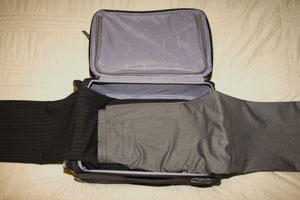Pair of trousers on a suitcase