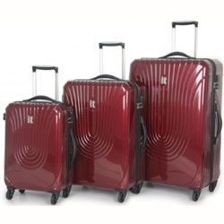 3 piece red spinner luggage set